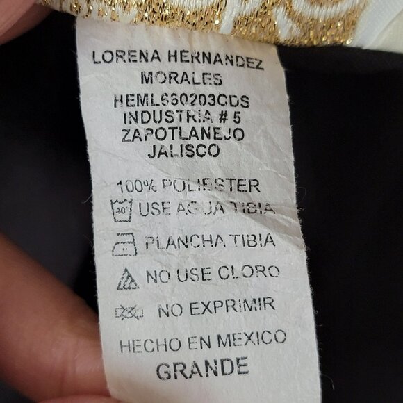 Moda Cache Womens Black Mexican Embroidered Artisan Peasant Open Front Top Large - Picture 11 of 11